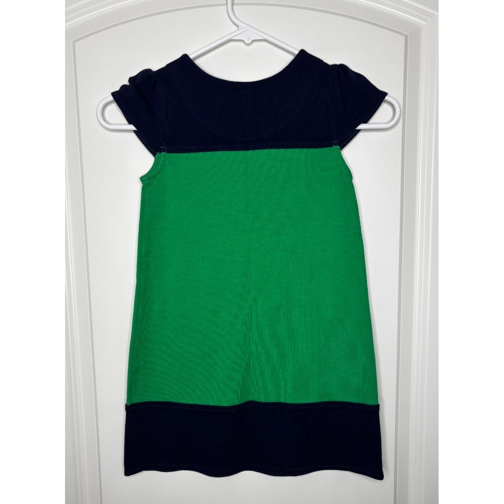 Gymboree Girls Color Block Dress Short Sleeve Navy‎ Blue Green Size 5 - Picture 2 of 4